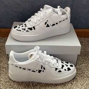 Custom cow painted Nike Air Force 1s